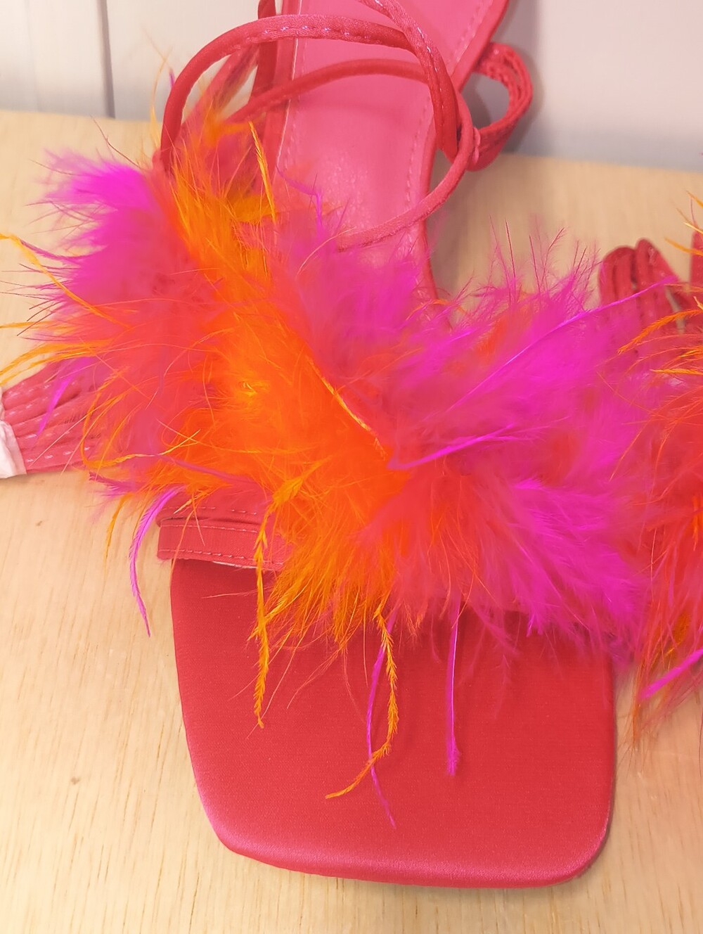 New York & Company Women's Georgia Lace-up Heel Sandals In Hot Pink & Orange 11 - Picture 3 of 11